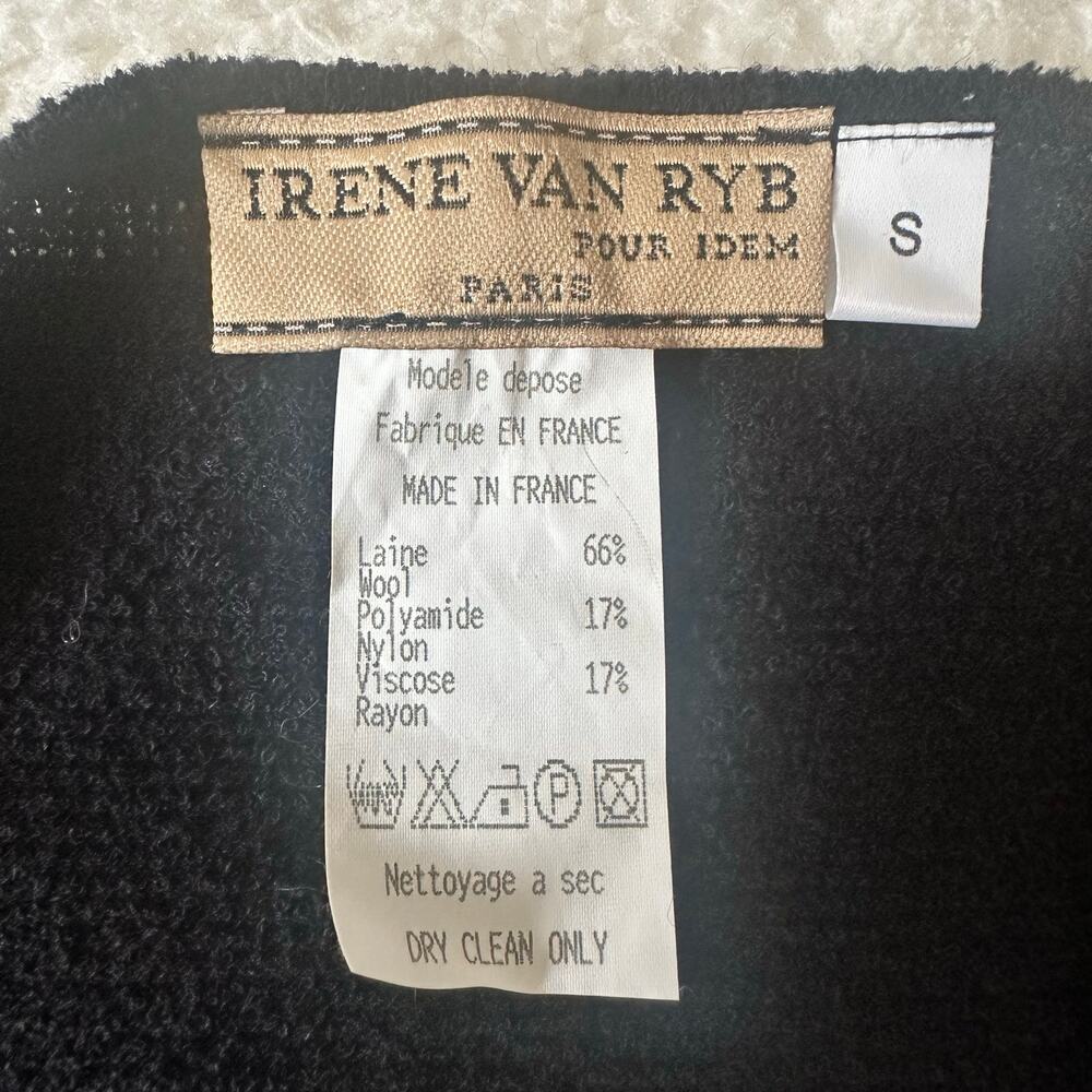 Irene Van Ryb Wool Blend Top V Neck Fitted Long Sleeve Black Small Minimalist - Picture 4 of 7